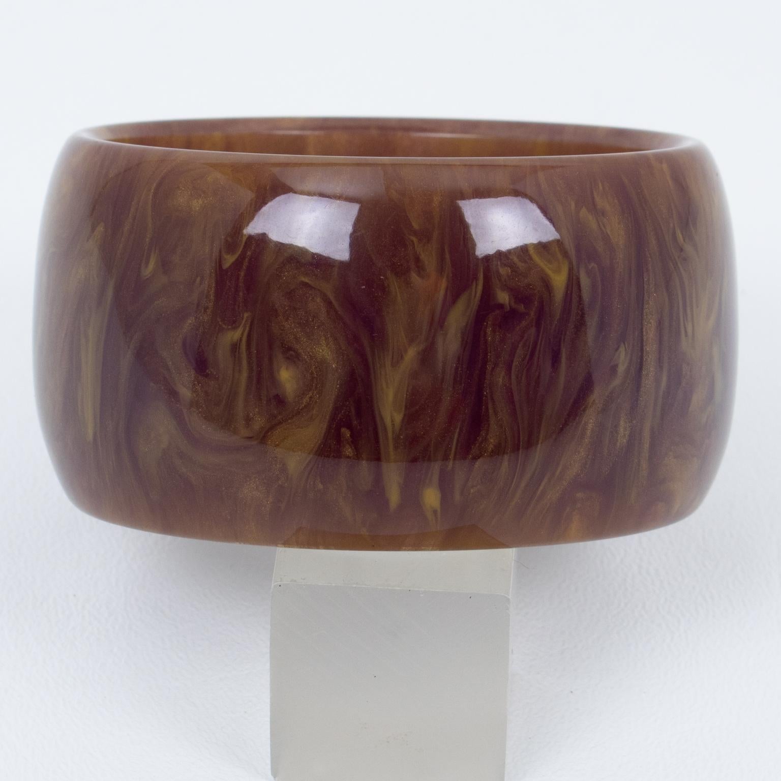 Art Déco Bracciale Bangle in bachelite extra-largo con polvere di stelle viola in vendita