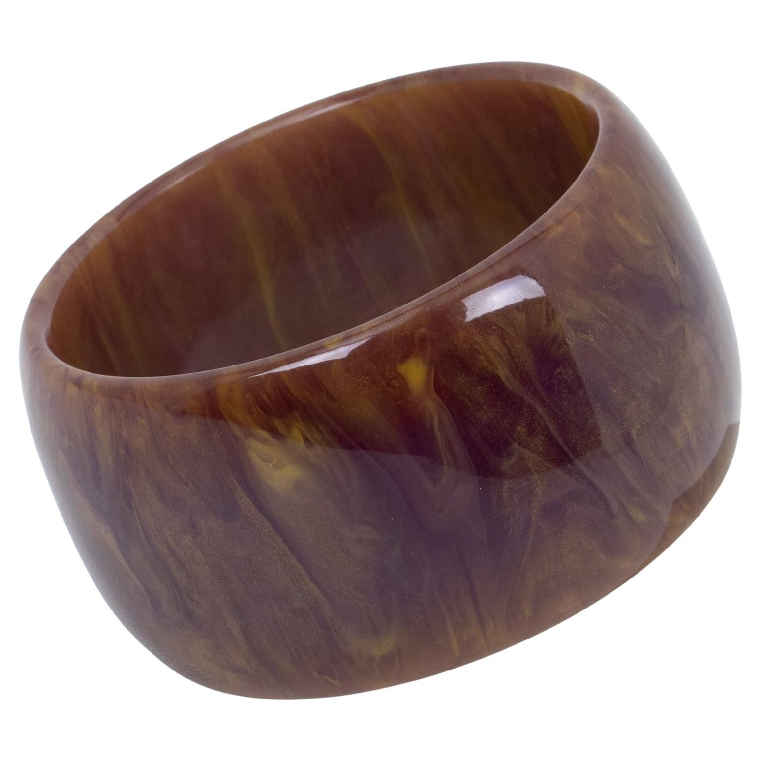 Pulsera brazalete de baquelita extra ancha polvo de estrellas morado