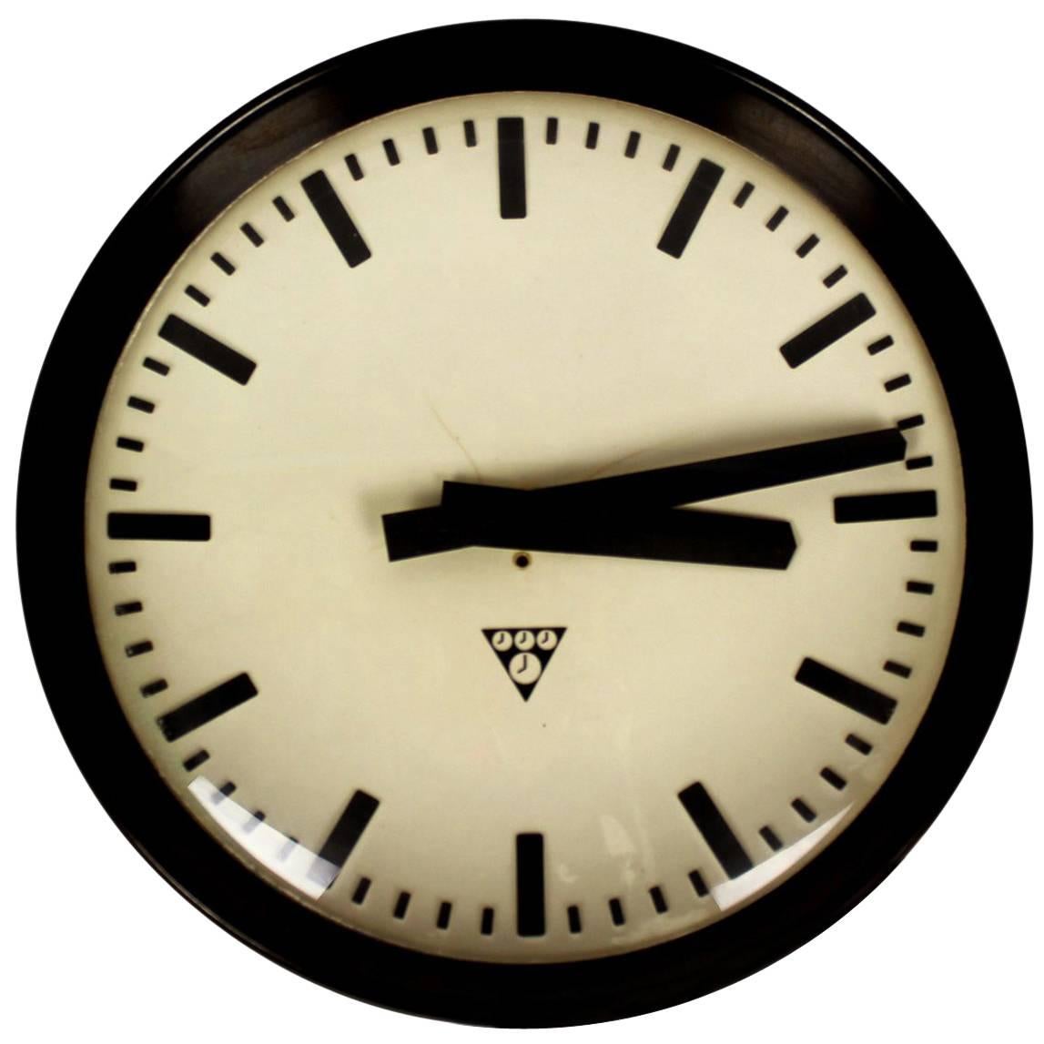 Bakelite Railway Clock from Pragotron, 1950s