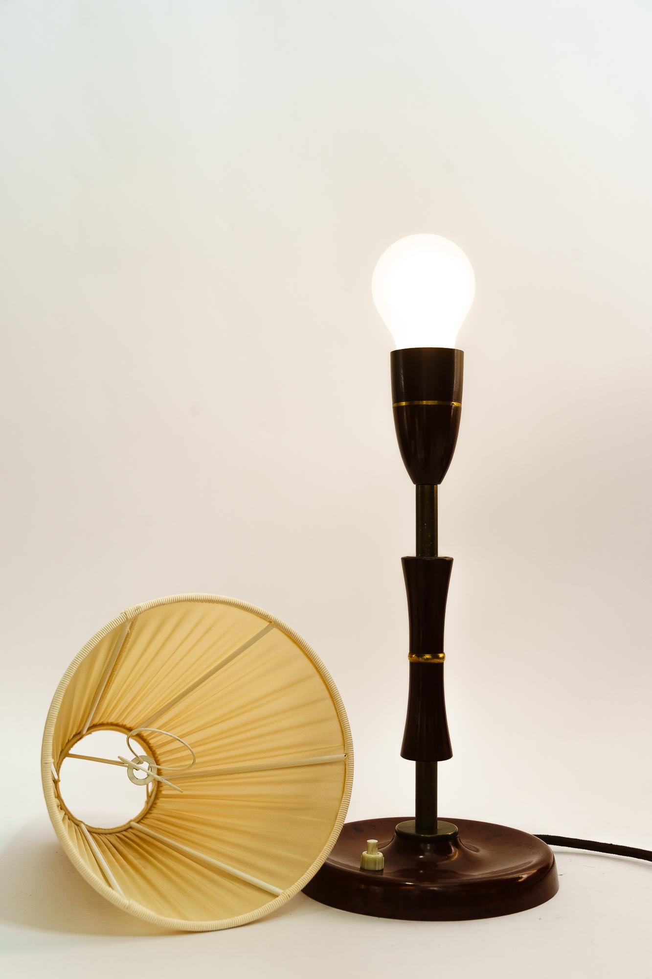 Bakelite Table Lamp Vienna with Fabric Shade Around 1930s For Sale 4
