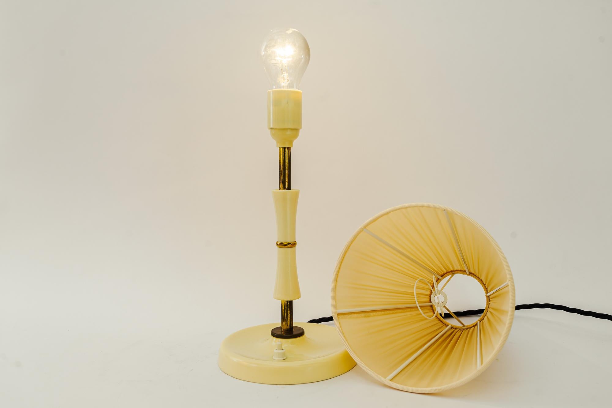 Bakelite Table Lamp Vienna with Fabric Shade Around 1930s For Sale 7