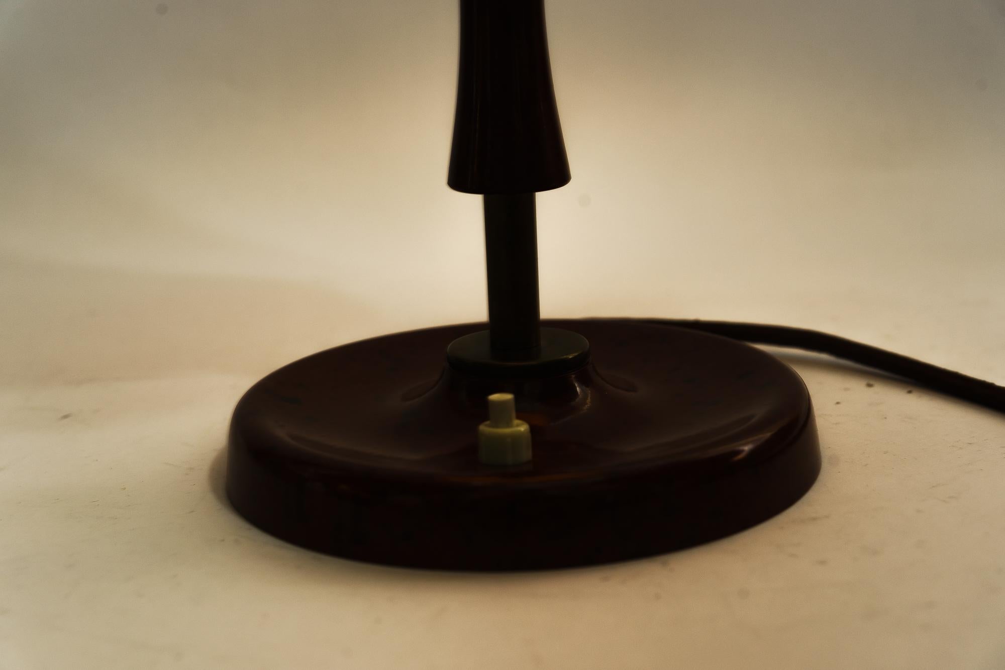Austrian  Bakelite Table Lamp Vienna with Fabric Shade Around 1930s For Sale