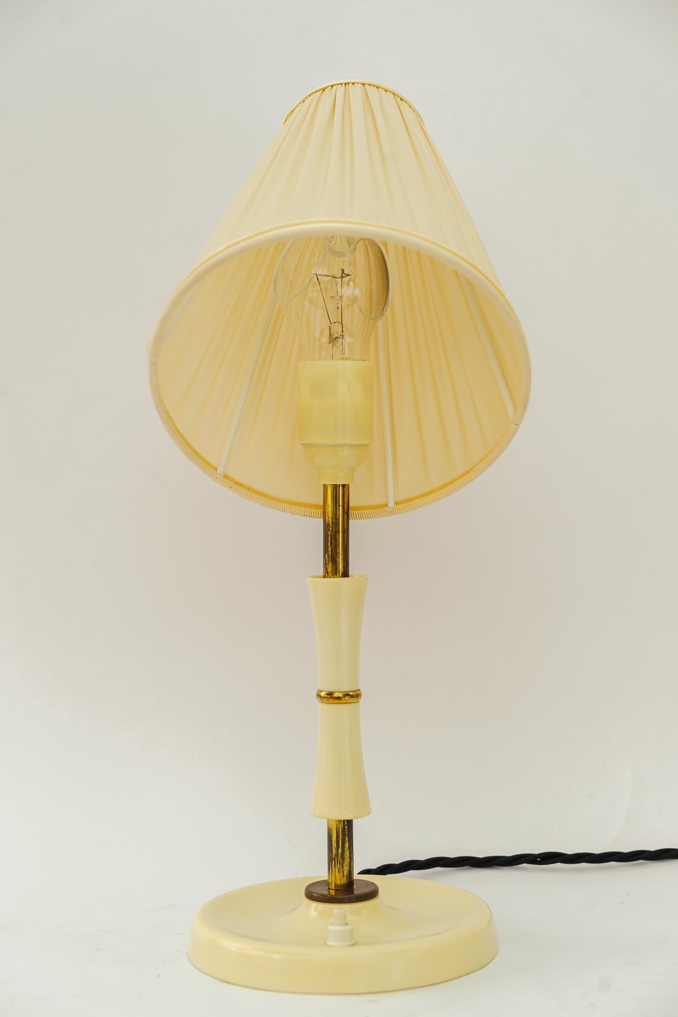 Mid-20th Century Bakelite Table Lamp Vienna with Fabric Shade Around 1930s For Sale