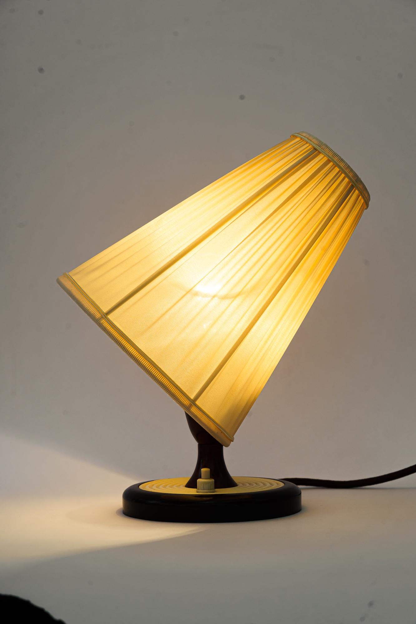 Mid-20th Century Bakelite Table Lamp Vienna with Fabric Shade Around, 1960s For Sale
