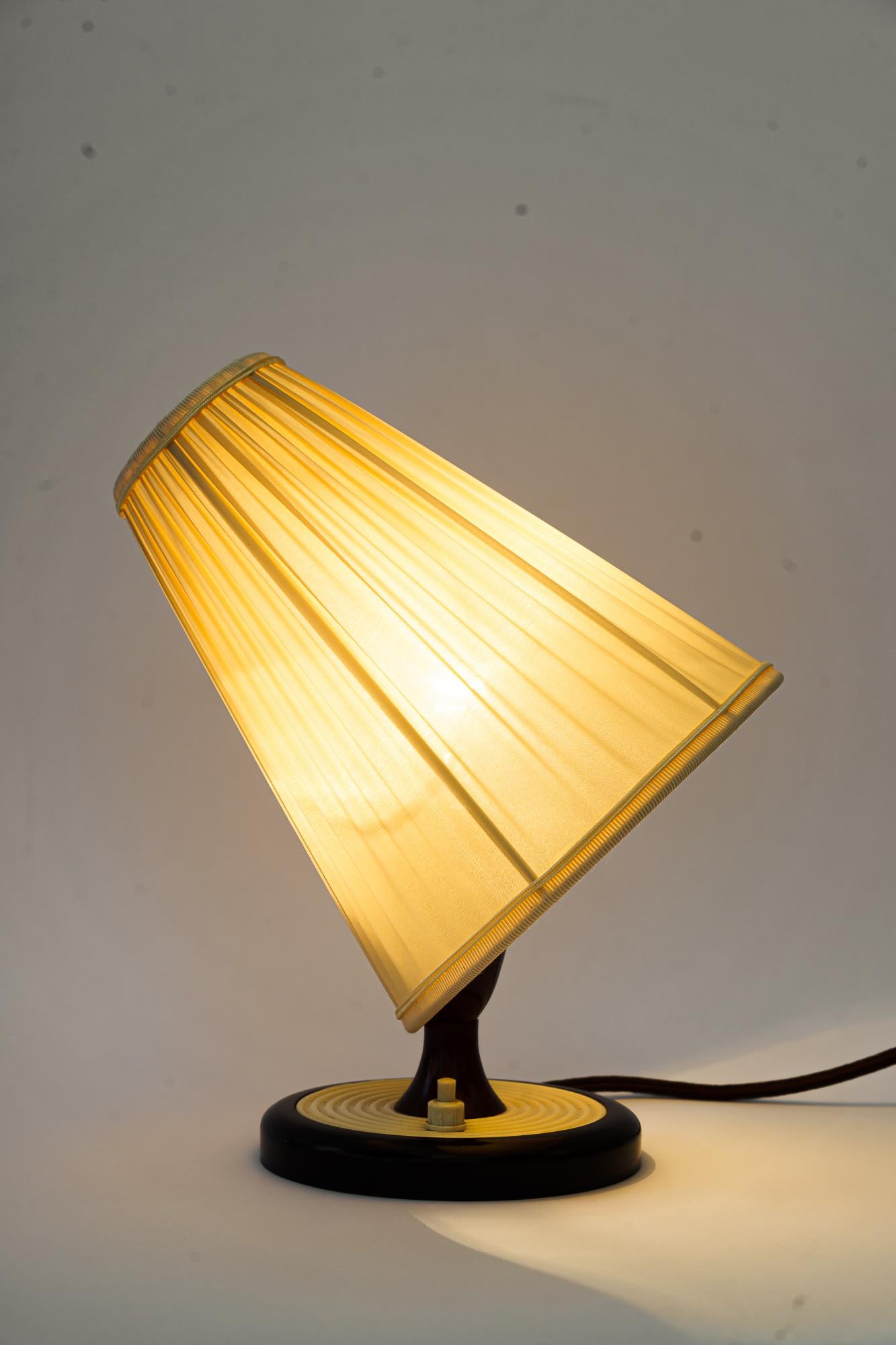 Bakelite Table Lamp Vienna with Fabric Shade Around, 1960s For Sale 1