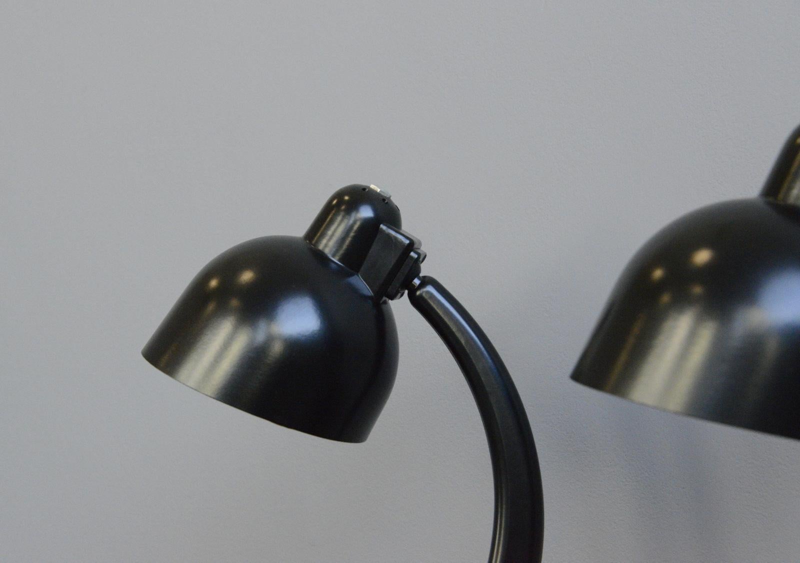 Bakelite table lamps, circa 1940s

- Price is per lamp
- Bakelite construction
- Adjustable shade and arm
- Takes E27 fitting bulbs
- On/Off switch on the base
- German, 1940s
- Measures: 43cm tall x 17cm wide x 25cm deep

Condition
