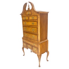Baker 10 Drawer Chippendale Style Brass Hardware Queen An Highboy Dresser MINT