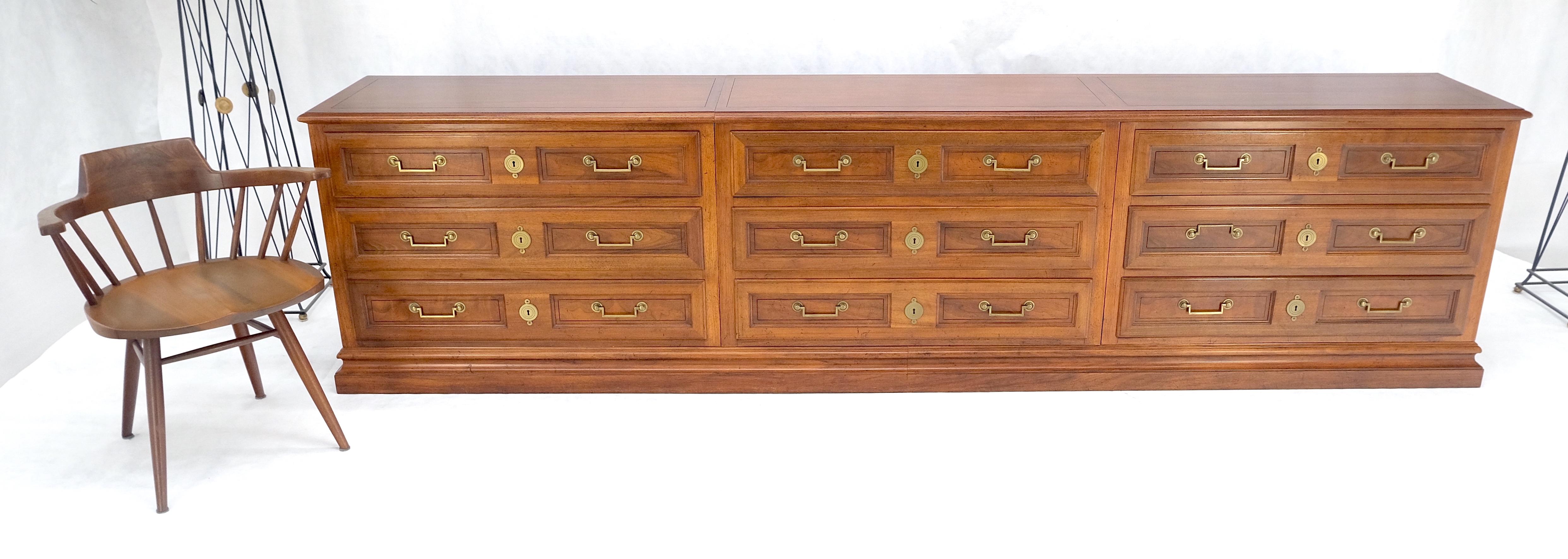 Americano Baker 10' Extra !Long! 9 Cassetti Campaigner Directoire Stile Credenza Cassettone MINT in vendita