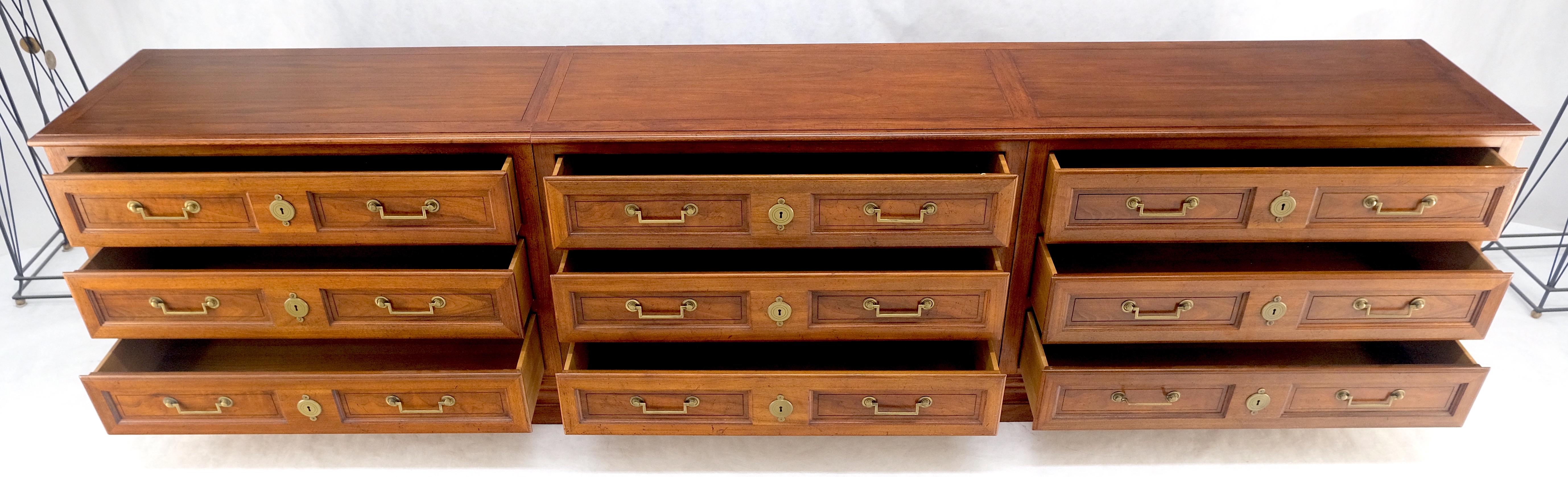 Ottone Baker 10' Extra !Long! 9 Cassetti Campaigner Directoire Stile Credenza Cassettone MINT in vendita