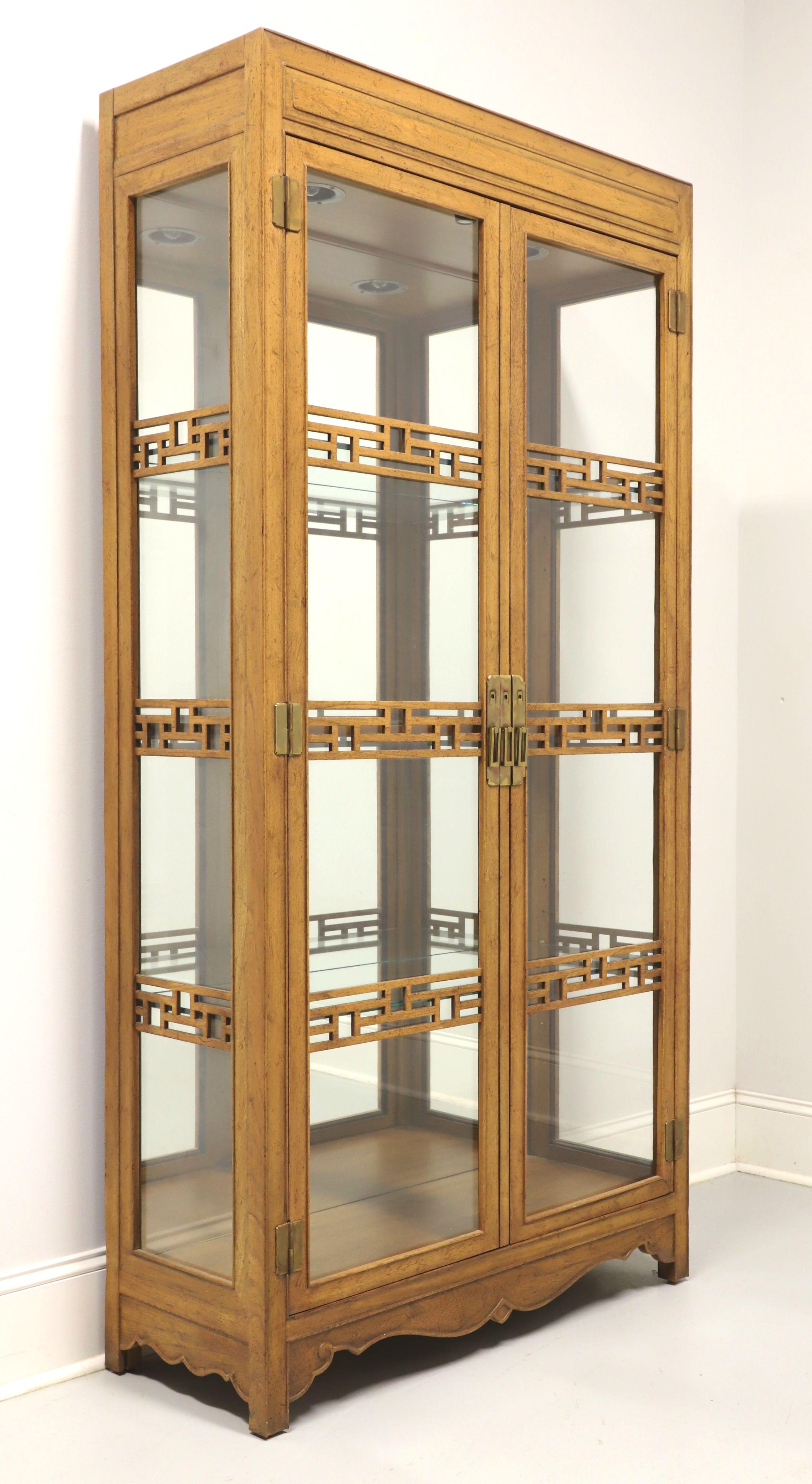 BAKER 1960's Oak Asian Style Curio Display Cabinet 4