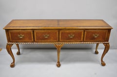 Baker 4-Drawer Ball and Claw Chippendale Mahogany Banded Sideboard Buffet Server