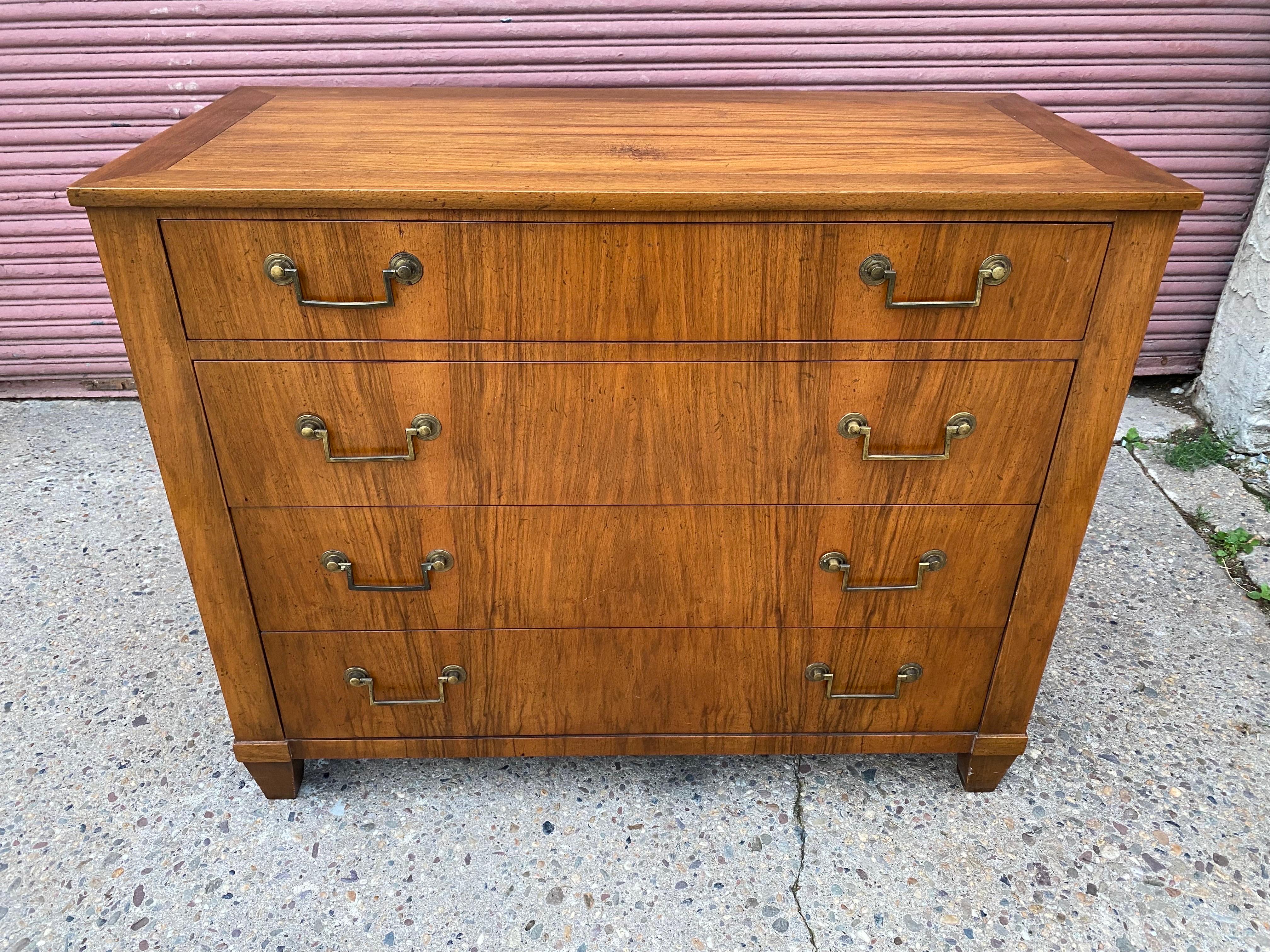 Baker 4 drawer dresser. Classic Style, extremely well made! All original, one area on top as seen in photo that shows losses. Overall very clean and presents very well!.