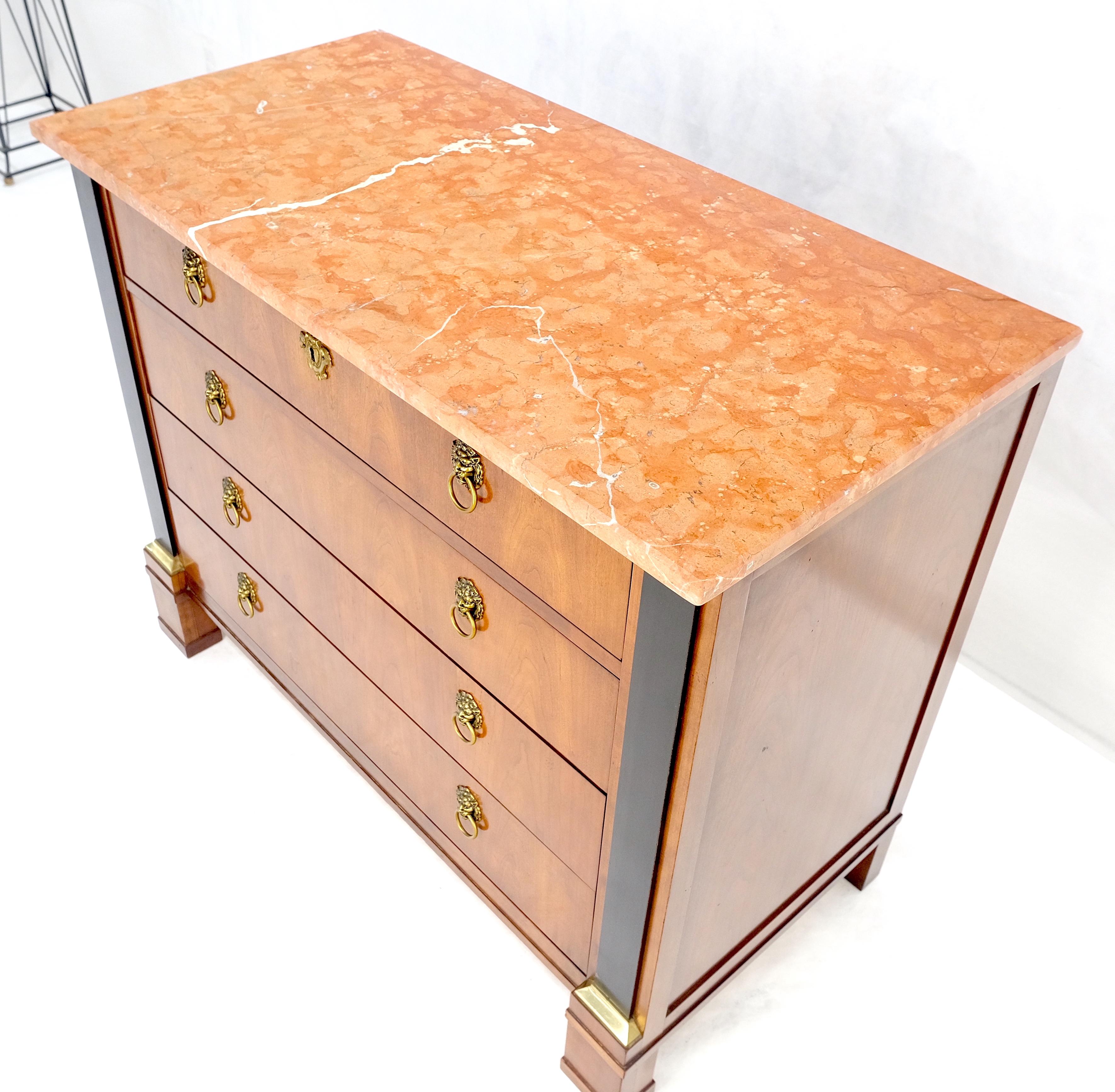 Baker 4 cassetti con piano in marmo, cassettiera console neoclassica Empire Revival MINT in vendita 6