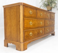 Baker 74" Long 7 Drawers Chippendale Style Light Wood Dresser Brass Pulls MINT!