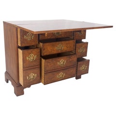 Baker 8 Drawer Burl Wood Bachelor Chest Dresser Flip Secretary Top Desk MINT!