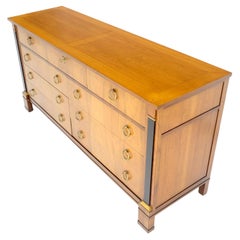 Vintage Baker 9 Drawers Neoclassical 64" Long Dresser Credenza W/ Brass Ring Pulls MINT