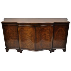 Baker Antique Flame Mahogany Inlaid Serpentine Sideboard Buffet Credenza Cabinet