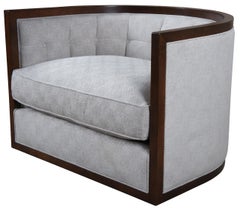 Baker Archetype Round Tufted Club Chair Barrel Back Tub Maple Swivel Seat Modern