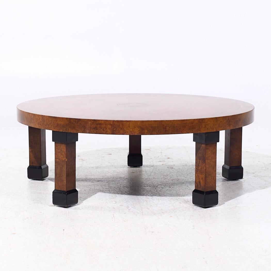 Baker Art Deco Burlwood Round Coffee Table

This coffee table measures: 45 wide x 45 deep x 15.75 inches high

We take our photos in a controlled lighting studio to show as much detail as possible. We do not Photoshop out blemishes.

CONDITION: This