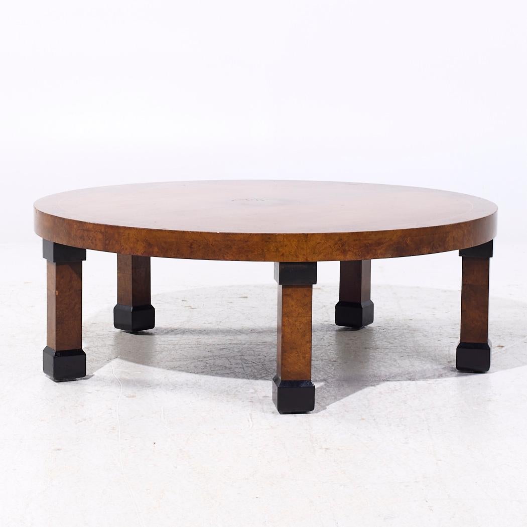 American Baker Art Deco Burlwood Round Coffee Table