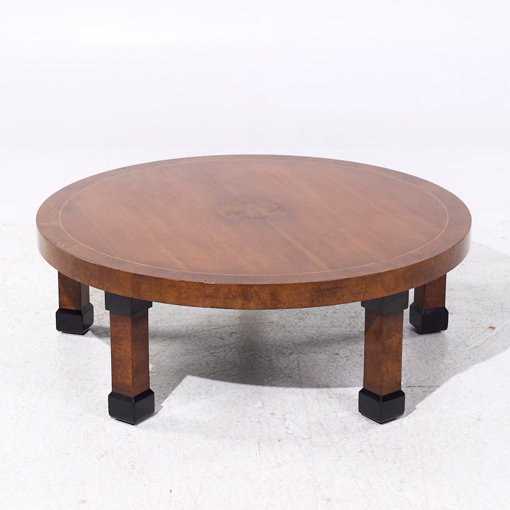 Baker Art Deco Burlwood Round Coffee Table In Good Condition In Countryside, IL