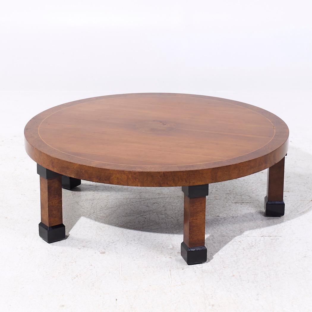 Contemporary Baker Art Deco Burlwood Round Coffee Table