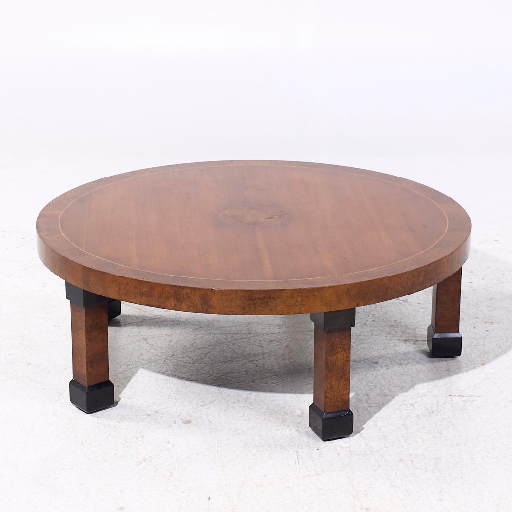 Baker Art Deco Burlwood Round Coffee Table 1
