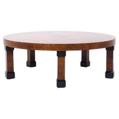 Baker Art Deco Burlwood Round Coffee Table