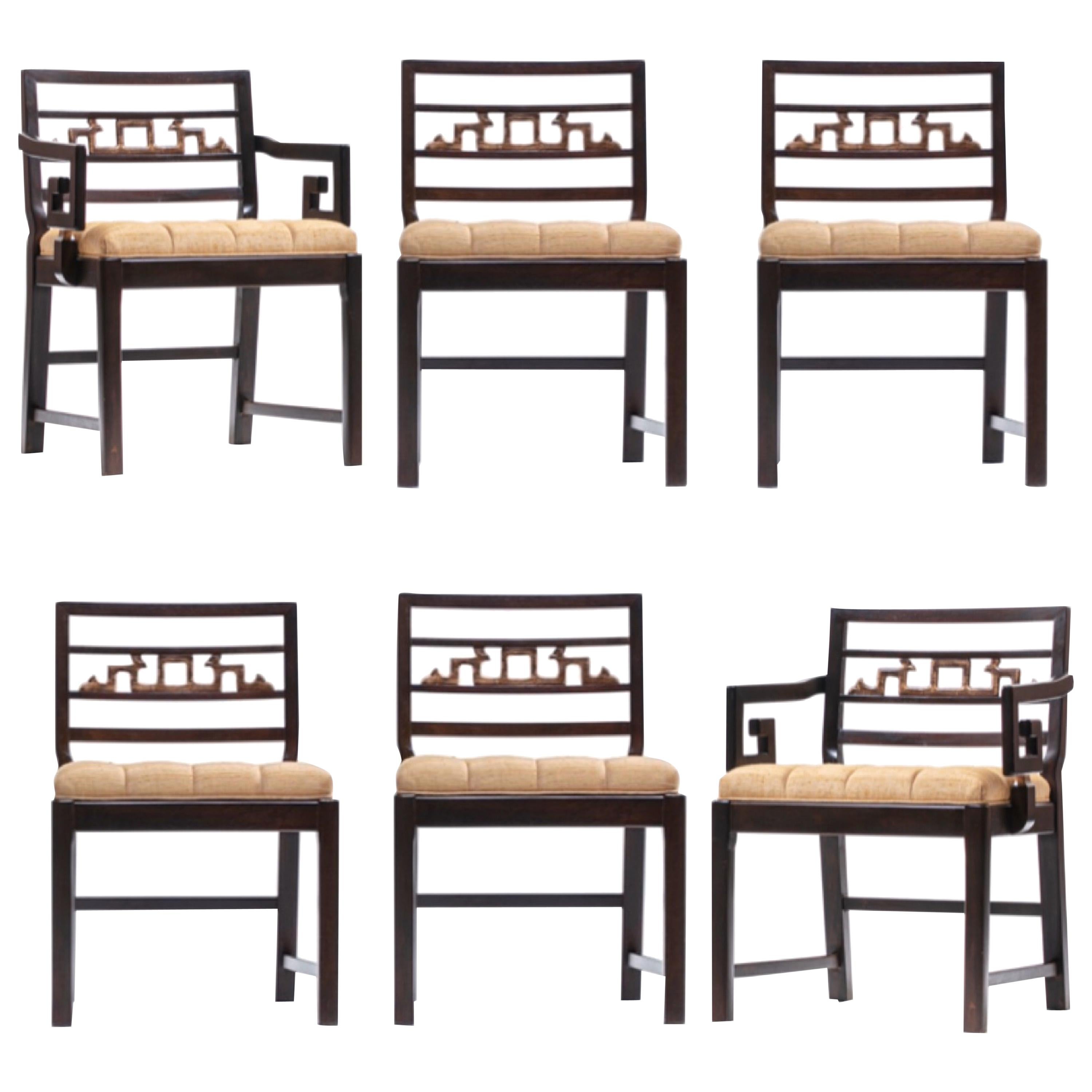 Rattan Asian Chinoiserie Dining Chairs, Set of 10 at 1stDibs