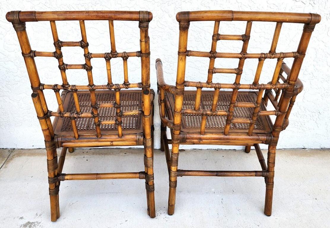 Baker Bamboo Dining Chairs Chinese Chippendale For Sale 8