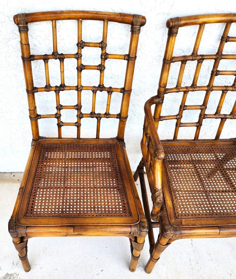 Baker Bamboo Dining Chairs Chinese Chippendale For Sale 2