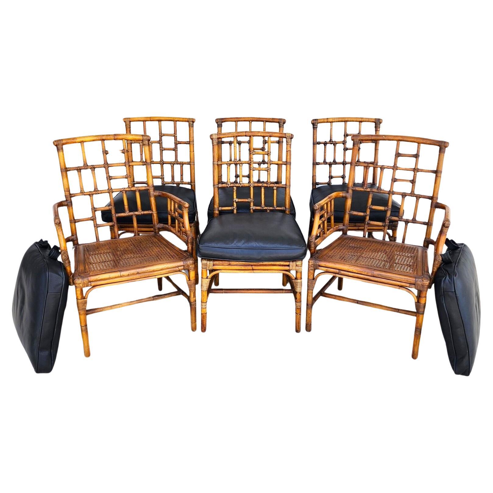 Baker Bamboo Dining Chairs Chinese Chippendale For Sale