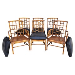 Used Baker Bamboo Dining Chairs Chinese Chippendale