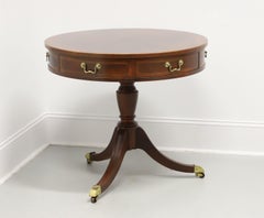 BAKER Banded Mahogany Federal Style Two-Drawer Pedestal Drum Table