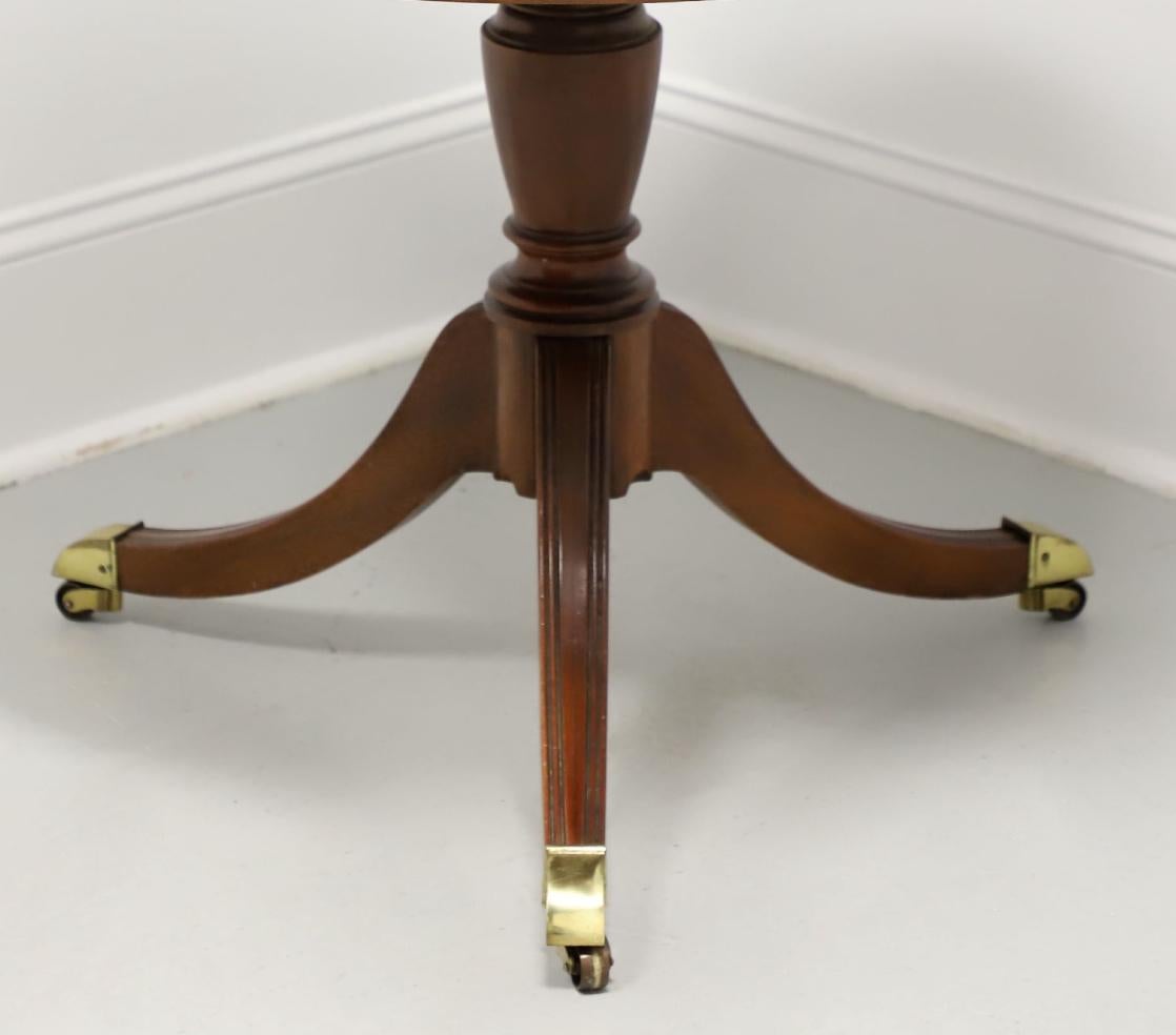 BAKER Banded Mahogany Federal Style Two-Drawer Pedestal Drum Table For Sale 2