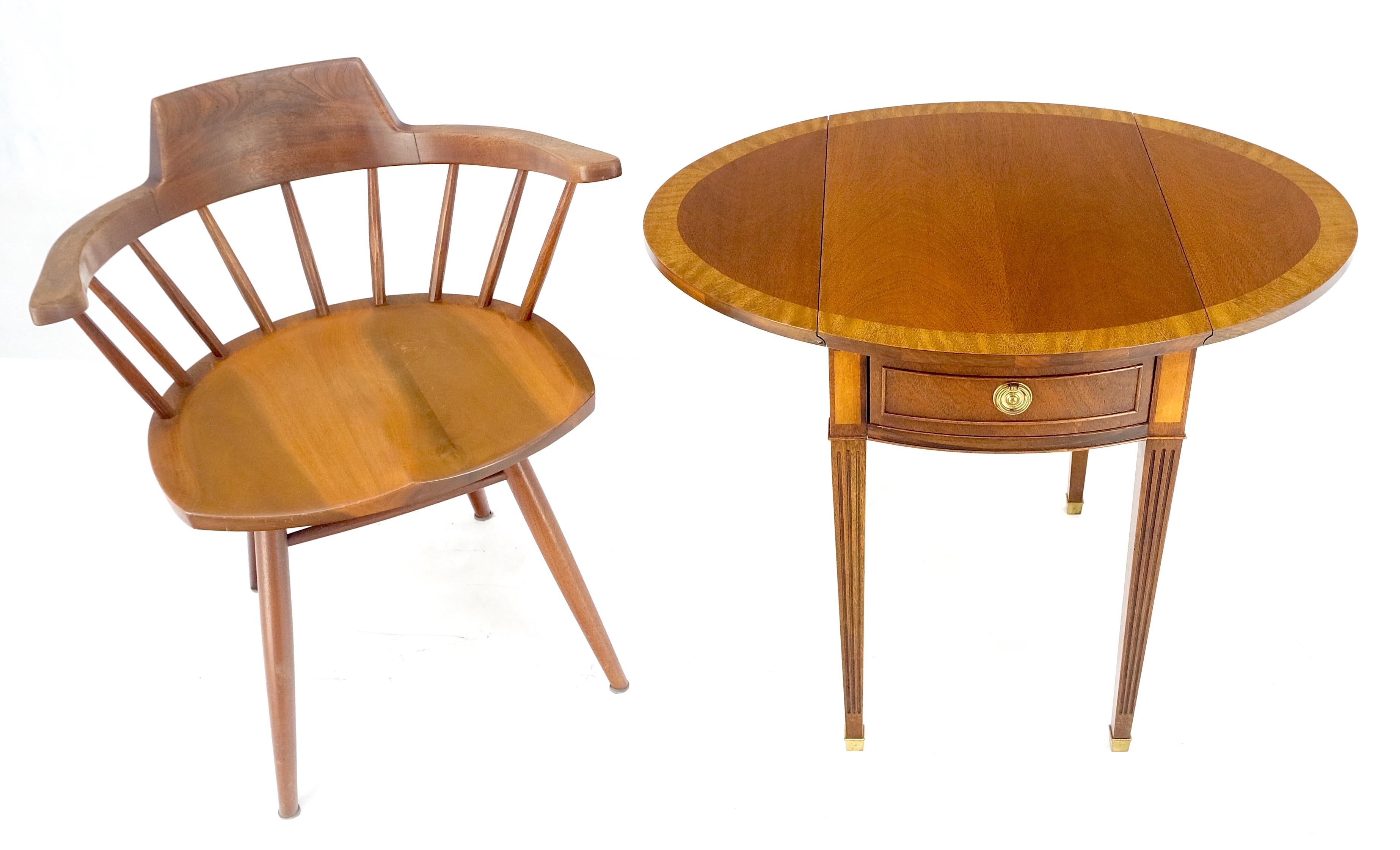 Baker Banded Mahogany One Drawer Drop Leaves Pembroke End Side Lamp Table MINT! For Sale 4