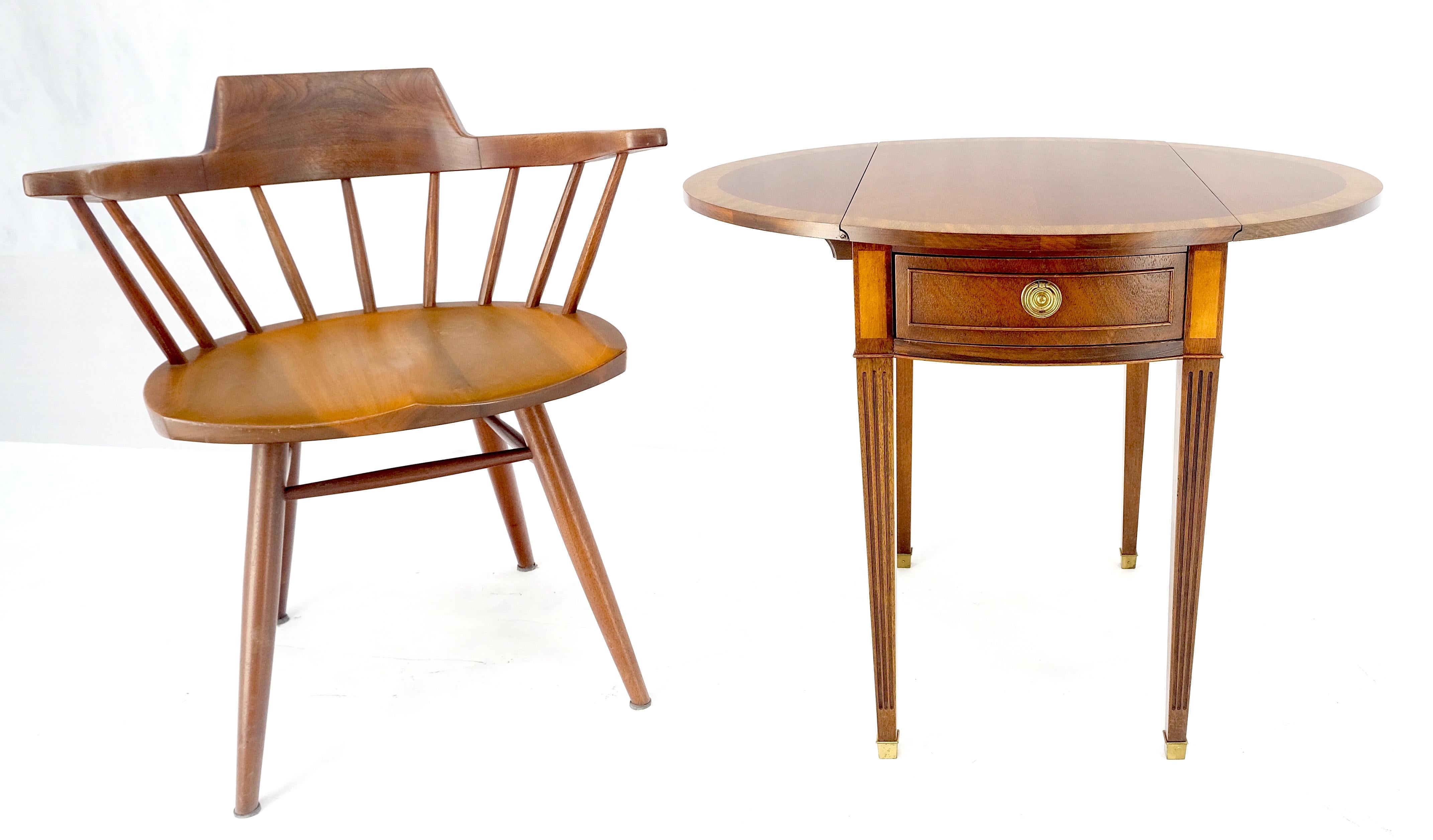 Baker Banded Mahogany One Drawer Drop Leaves Pembroke End Side Lamp Table MINT! For Sale 5