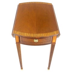 Baker Banded Mahogany One Drawer Drop Leaves Pembroke End Side Lamp Table MINT!