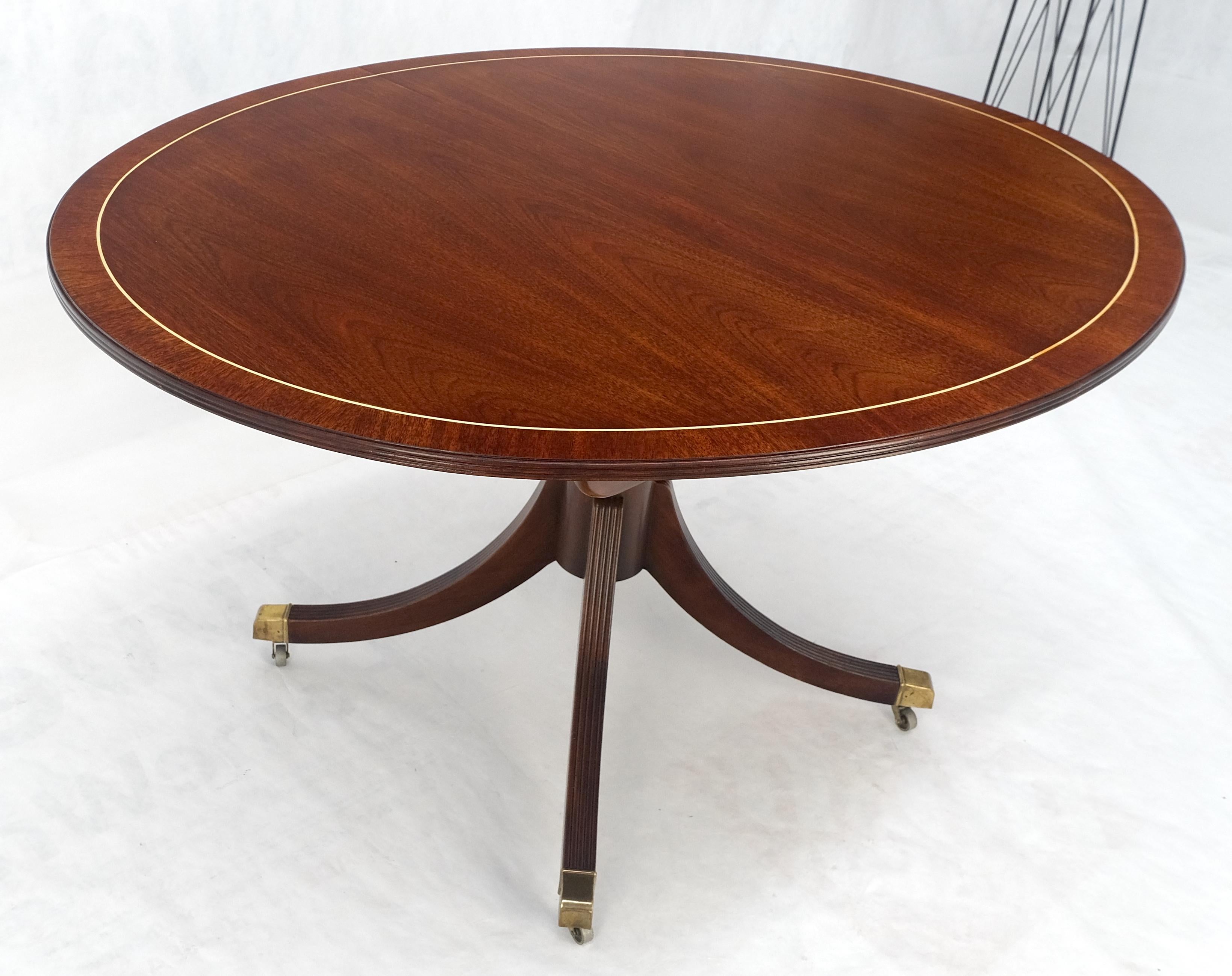 Baker Banded Oval Round Single Pedestal Mahogany Dining Table 2x20