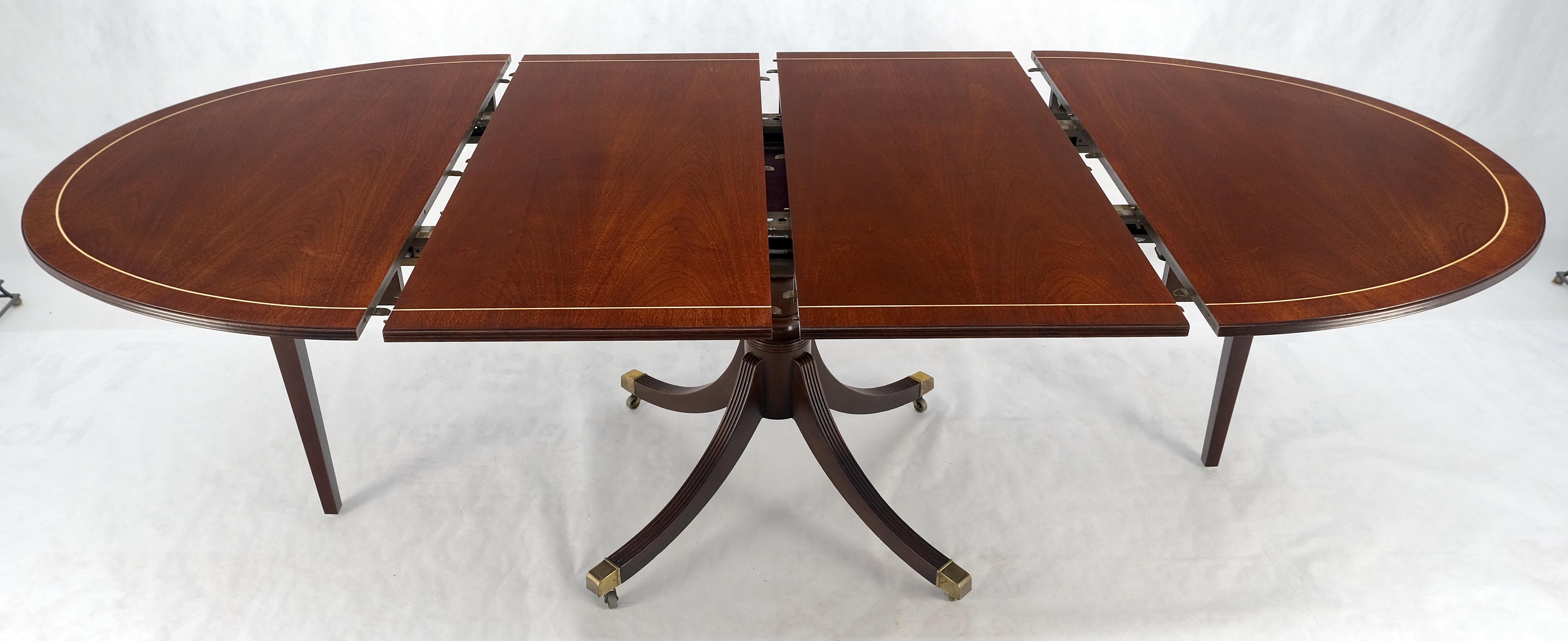 Baker Banded Oval Round Single Pedestal Mahogany Dining Table 2x20