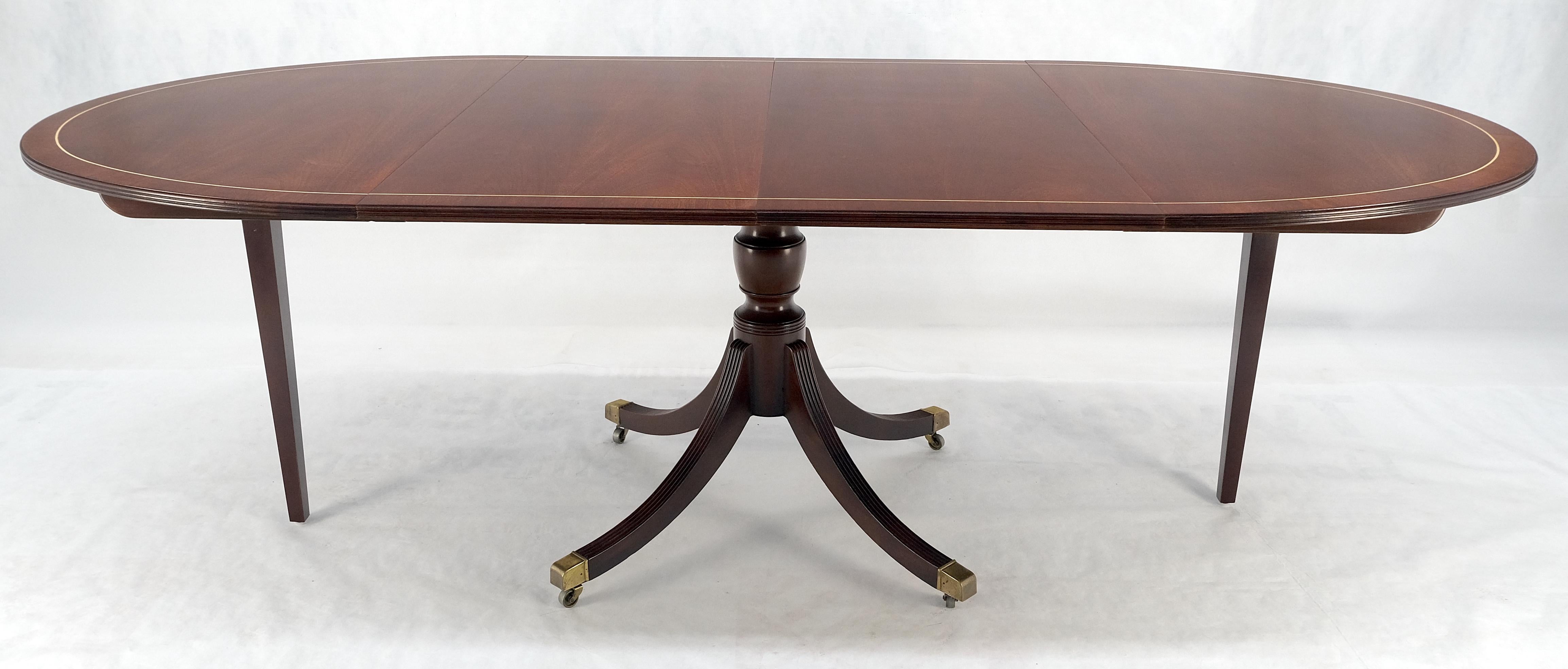 Baker Banded Oval Round Single Pedestal Mahogany Dining Table 2x20