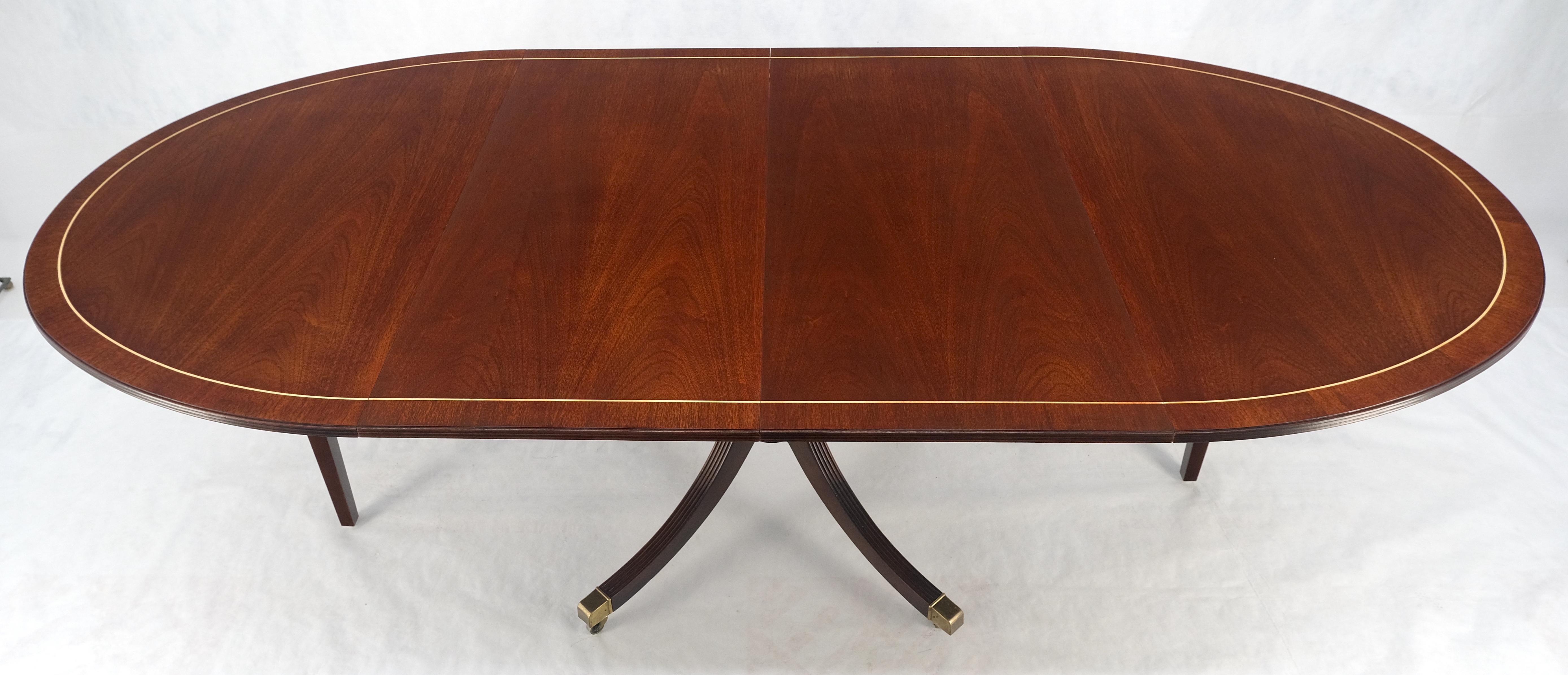 Baker Banded Oval Round Single Pedestal Mahogany Dining Table 2x20