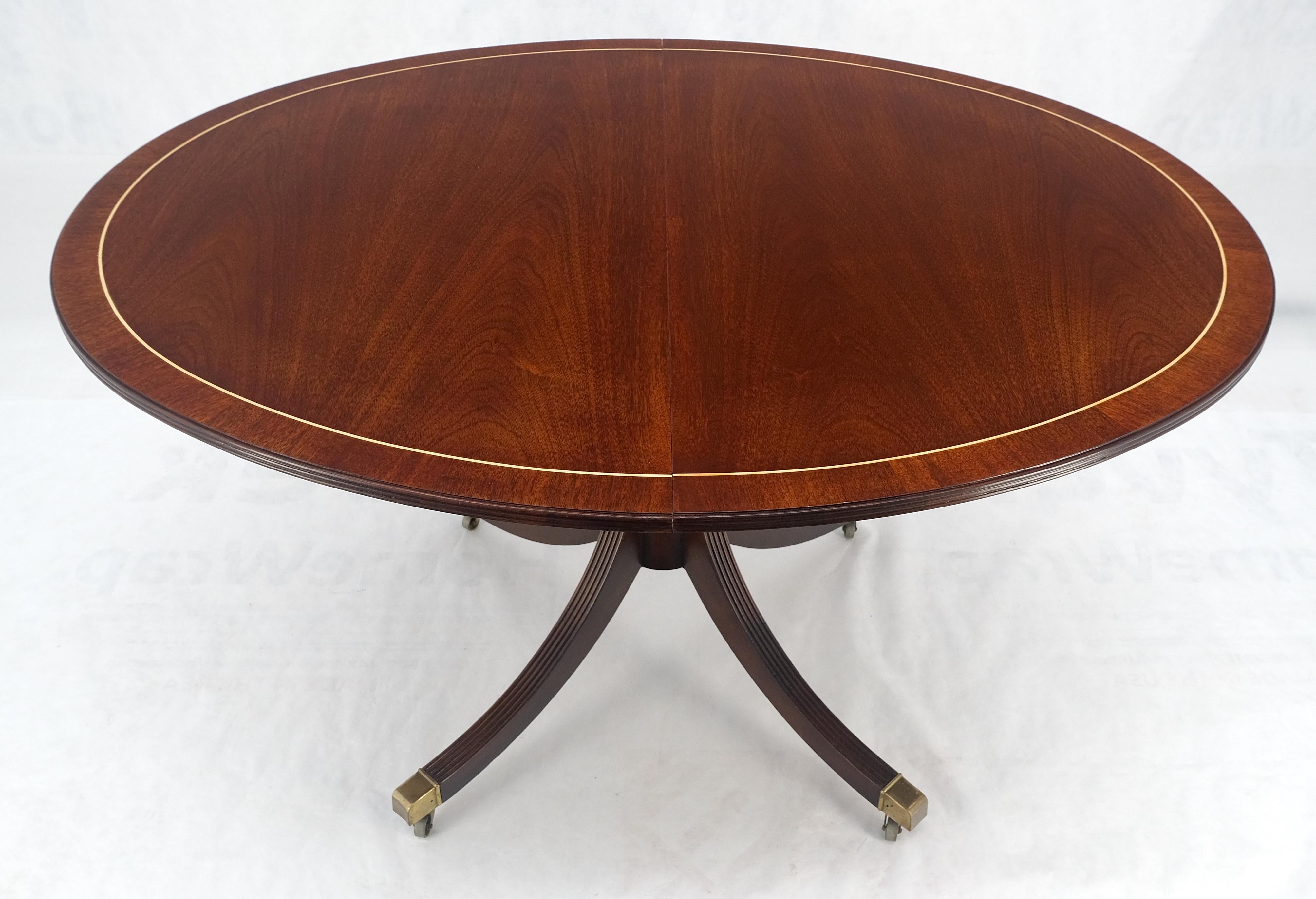 Regency Baker Banded Oval Round Single Pedestal Mahogany Dining Table 2x20