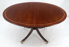 Baker Banded Oval Round Single Pedestal Mahogany Dining Table 2x20" Leaves MINT!