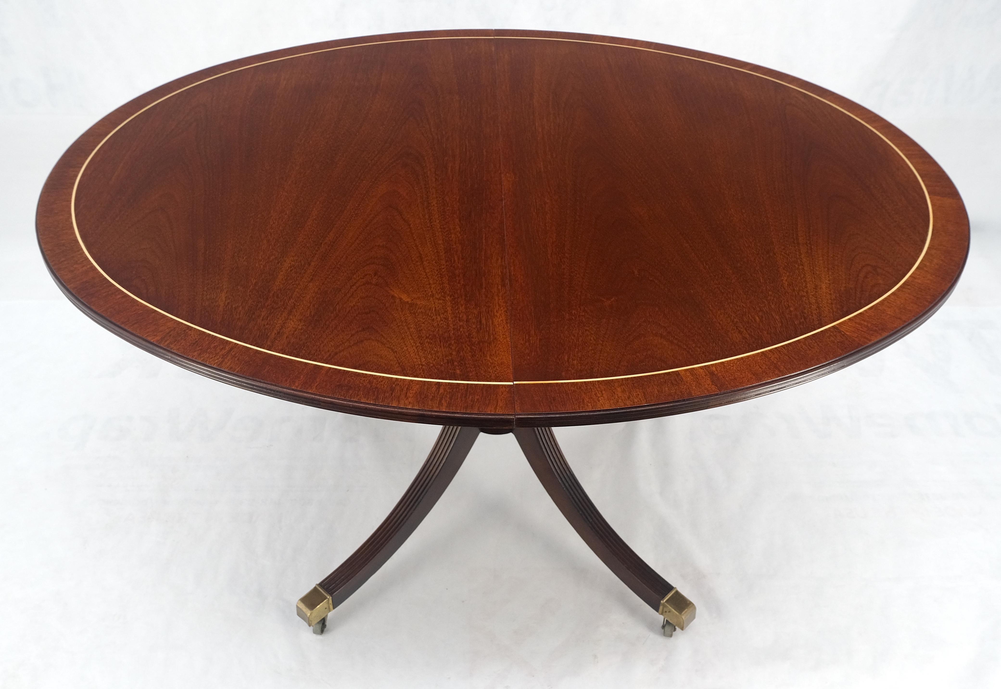 American Baker Banded Oval Round Single Pedestal Mahogany Dining Table 2x20