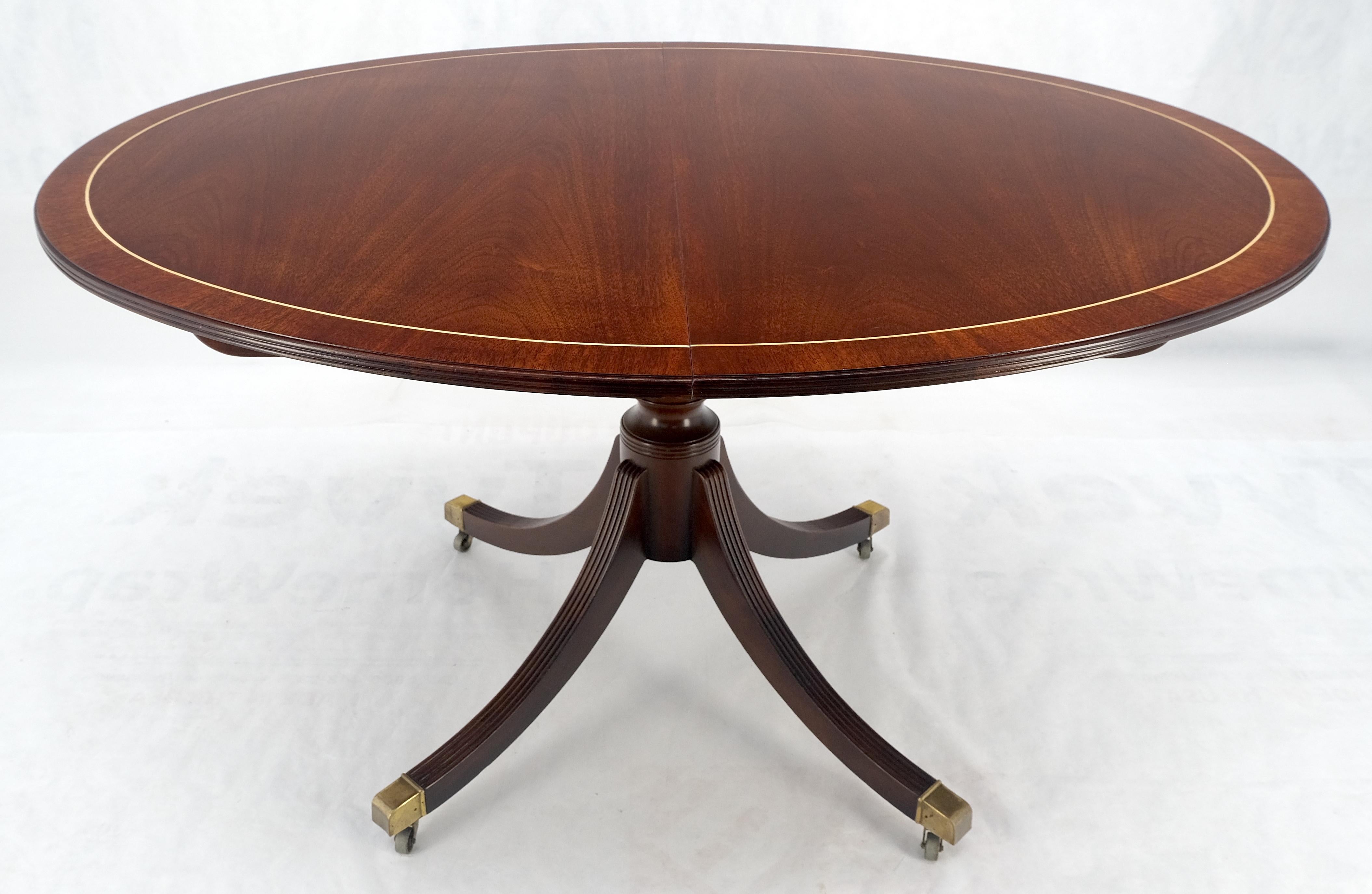 Lacquered Baker Banded Oval Round Single Pedestal Mahogany Dining Table 2x20