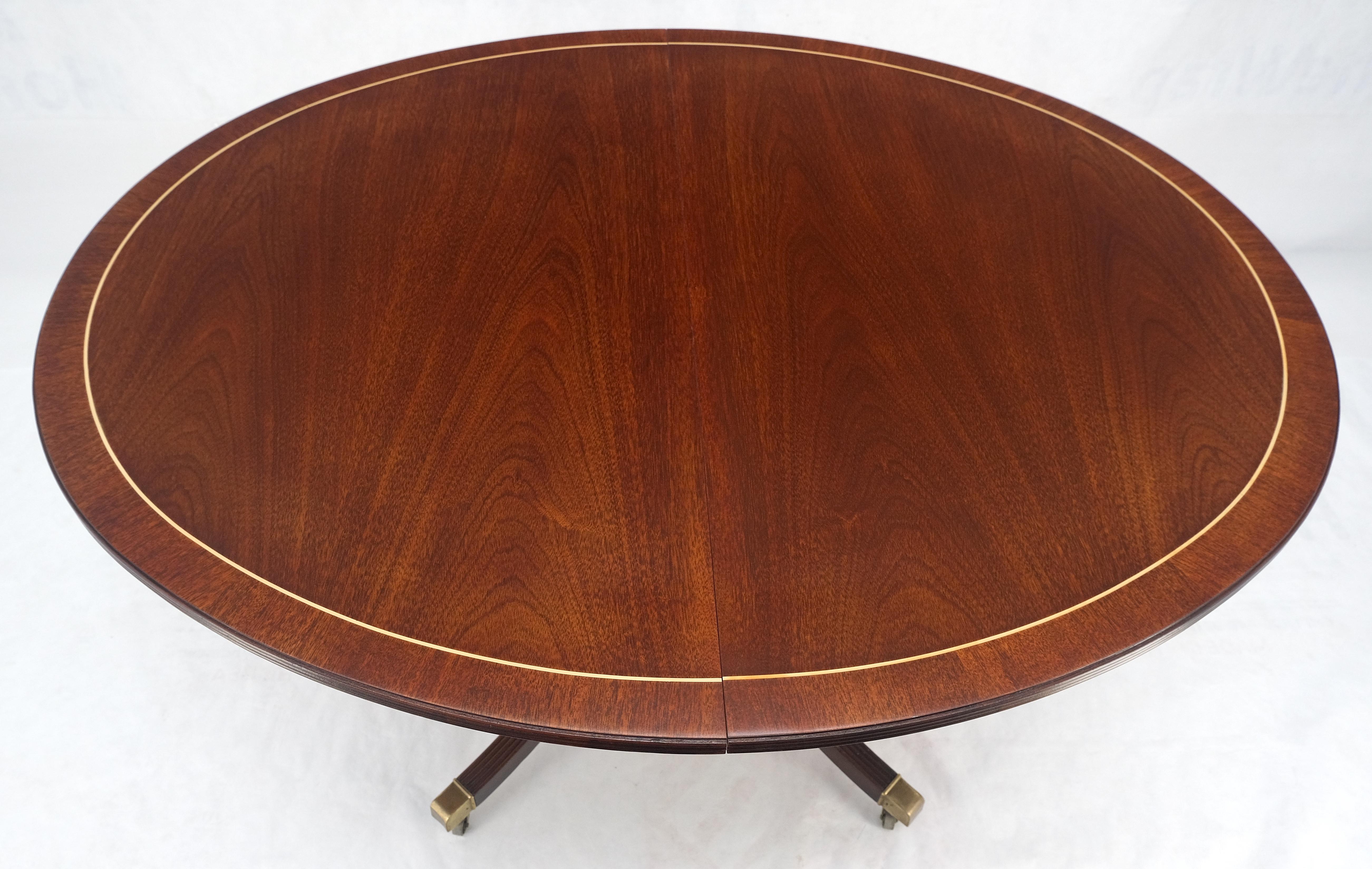 Baker Banded Oval Round Single Pedestal Mahogany Dining Table 2x20