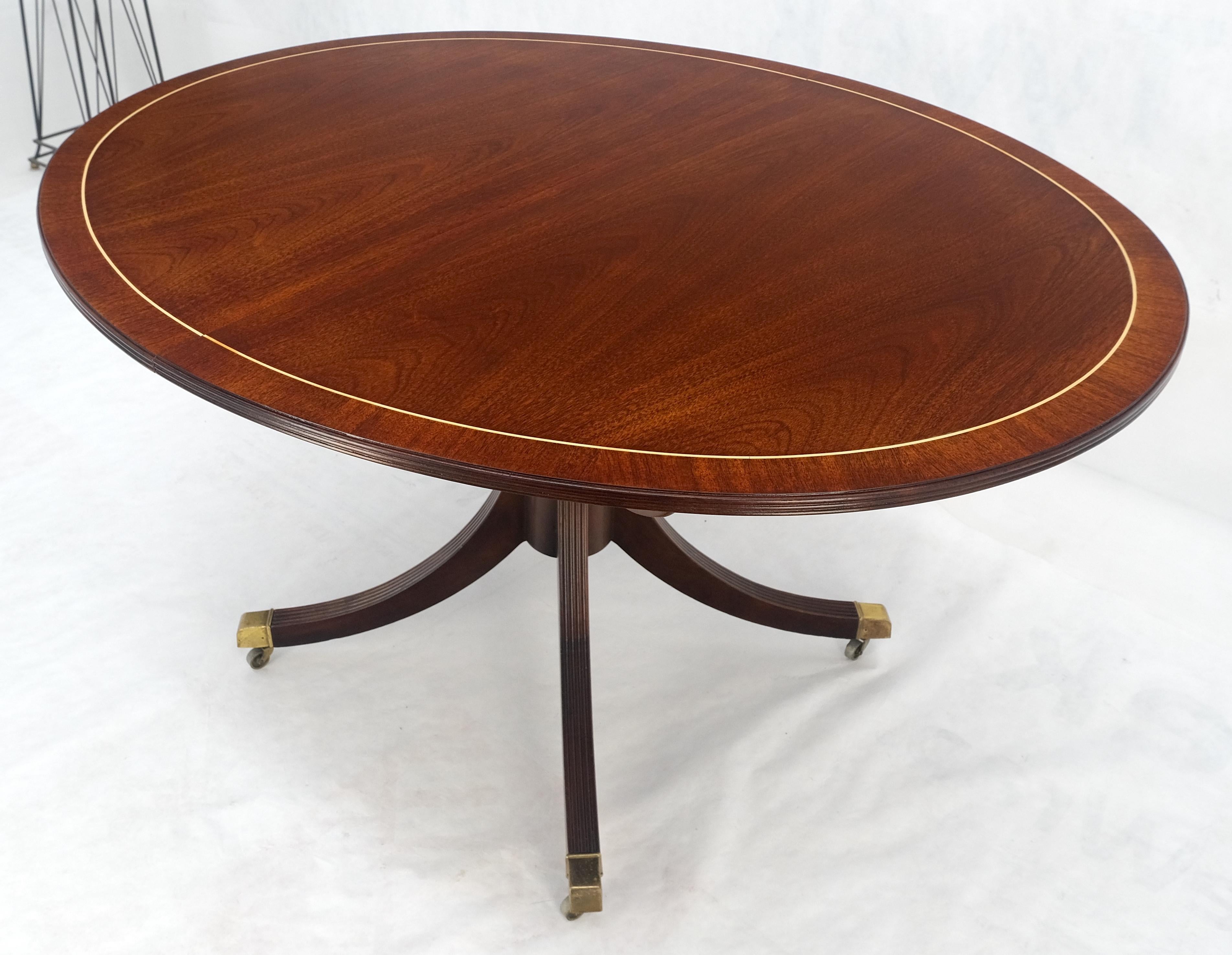 Baker Banded Oval Round Single Pedestal Mahogany Dining Table 2x20