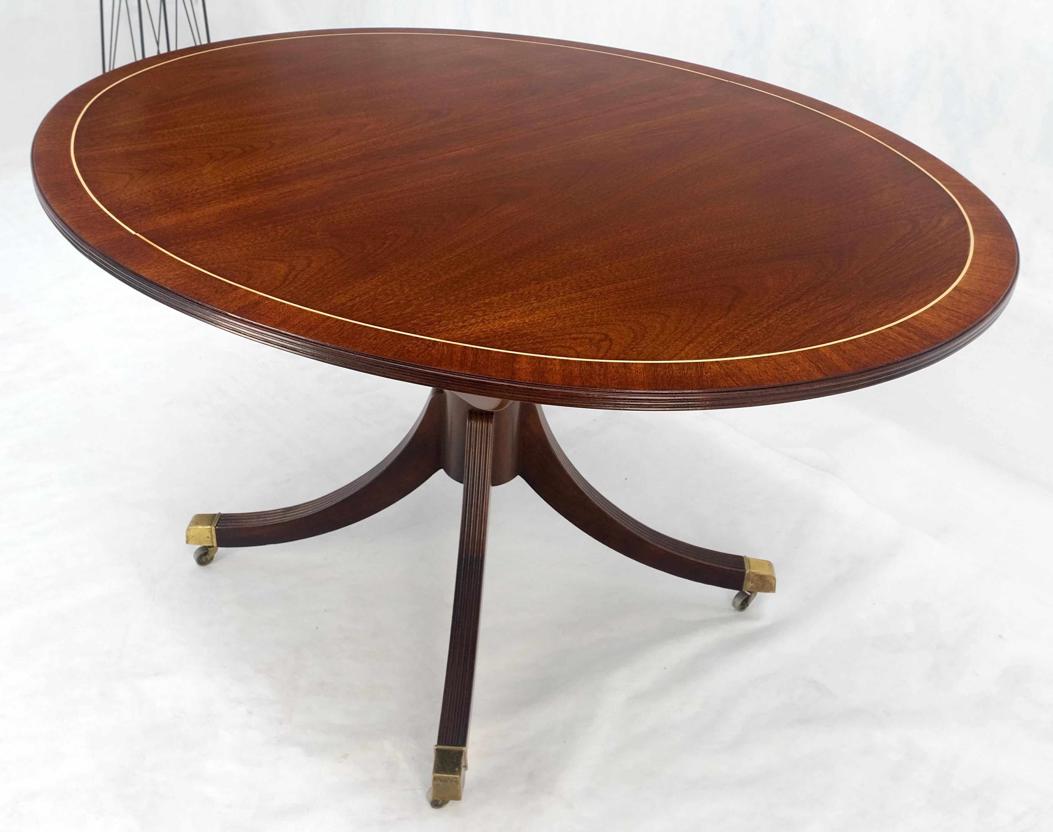 Baker Banded Oval Round Single Pedestal Mahogany Dining Table 2x20
