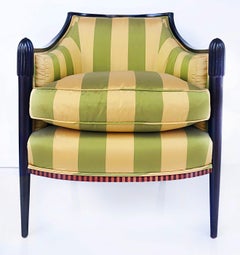 Baker Barbara Barry Deco Classic Lounge Chairs, Black Mink Finish, a Pair